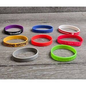 Mixed Lot 8 Silicone Random Wristbands Bracelets Assorted Colors